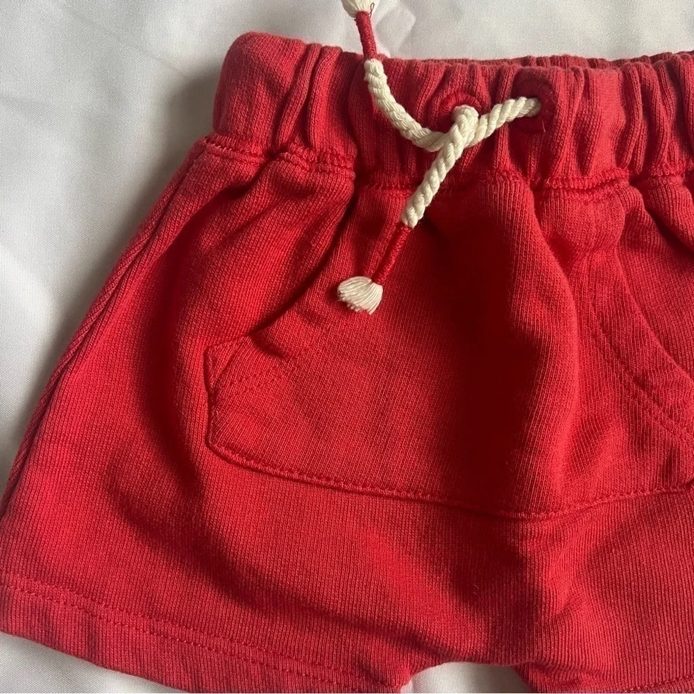 Harley Surfing Dog Shirt and Red Shorts Outfit Set Size 3-6 Months